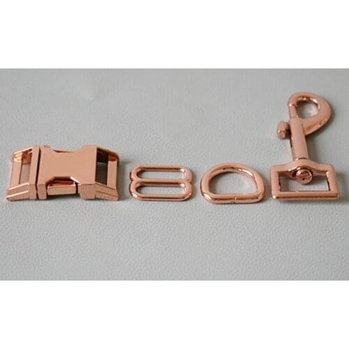 100 sets metal buckle 8 button D ring metal dog clasp 20mm webbing metal DIY pet collar strap bag belt accessory