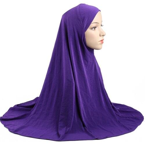 Muslim Womens One Piece Amira Instant Hijab Solid Color Ramadan Turban Ready to Wear Headscarf Simple Prayer Cap 70X70CM