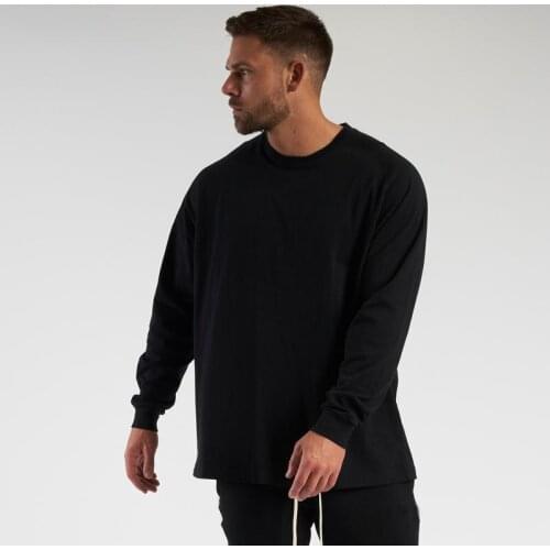 Mens Oversized T Shirt Gym Clothing Outdoor Hip Hop Sportswear Loose Autumn Fitness Long Sleeve T-shirt Bodybuilding Tshirt