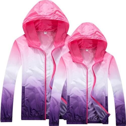 New Gradient Color Men&Women Quick Dry Skin Waterproof Anti-UV Coats Outdoor Sports Clothing Camping Hiking Male&Female Jacket