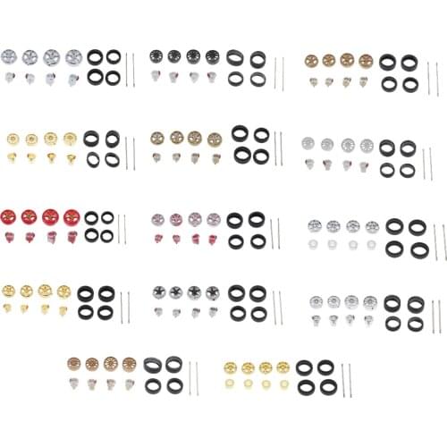 Set of 4 1:64 Rubber Wheel Tire for Tomica Hotwheels Vehicles Spare Parts