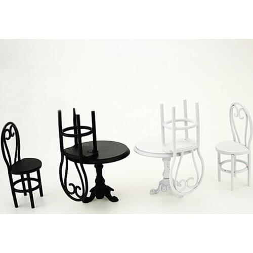 1/12 Mini Metal Dining Table Chair Set Dollhouse Miniature Accessories Simulation Furniture Model Toys for Doll House Decoration