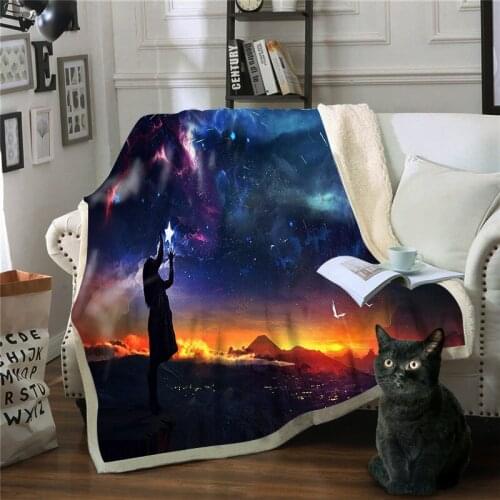 Hoodie Blanket Plush Throw Blanket 3D Charming scenery Printed Sherpa Fleece Microfiber Throw Blanket 2019 Drop Shipping