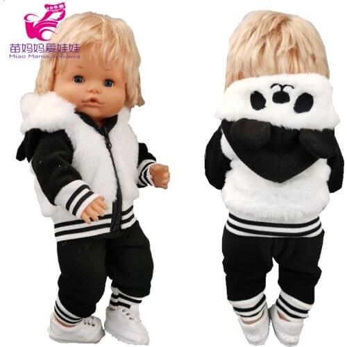 40cm Nenuco doll clothes panda jacket Ropa y su Hermanita baby sister doll hoodie fur coat