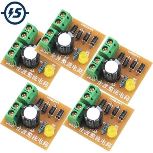 AC To DC Power Converter Bridge Rectifier Circuit Board Full Wave Suite Electronic Teaching 5pcs/lot DIY Kits IN4007