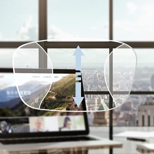 Chashma Office Progressive Lenses Anti Blue Ray MR-8 Mutifocal Prescription Large and Wide Vision Area for Intermediate Distance