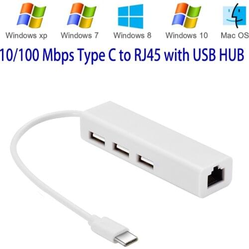 USB Type C Micro USB rj45 Ethernet Network LAN Adapter adaptador Multiple 3 Port Hub Cable For Macbook & Chromebook Laptop