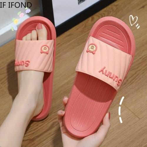 IF IFOND 2021 New Slippers Women Summer Flip Flops Indoor Cute Couples Home Bathroom Non-slip Wear Slippers Flat Shoes