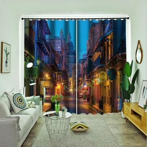 Blue night building curtains 3d curtains new window balcony thickened windshield blackout curtains