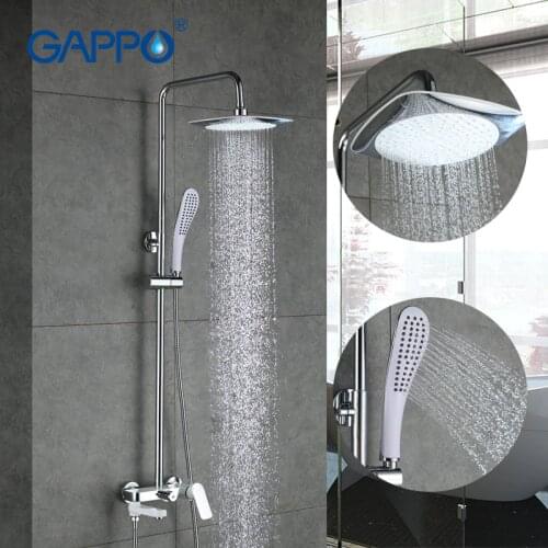 GAPPO High Quality Bathroom Shower Faucets Set Surface Chrome Bathroom Mixer Shower Bathtub Taps Rainfall Shower Tap Shower Head