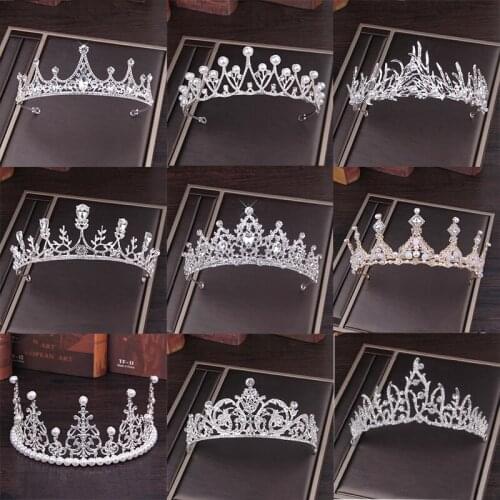 Sliver Color Wedding Crown Tiara Crystal Pearl Headband Bridal Princess Bride Tiaras And Crowns Jewelry Wedding Hair Accessories