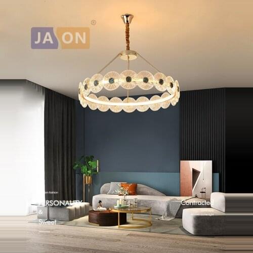 Dimmable LED Postmodern Gold Silver Glass Hanging Lamps Chandelier Lighting Lustre Suspension Luminaire Lampen For Foyer
