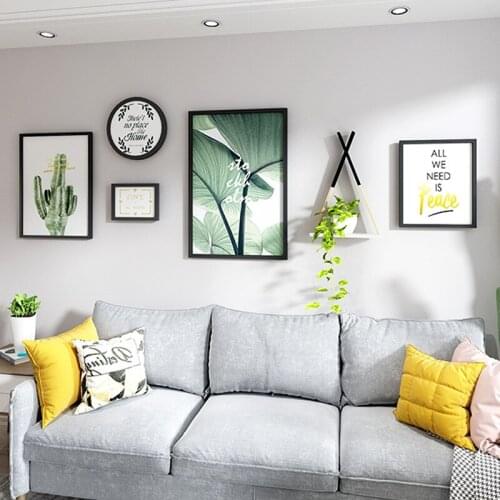 Fresh Plants Picture Frame Set Photo Wall Home Decorative Hang Painting Clocks Casual Background Family Wedding Picture Frame L