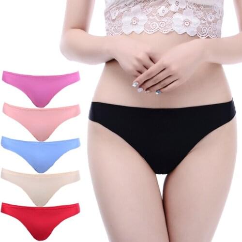 3 Pieces/Set Panties Women Sexy Briefs Seamless Ice Silk T-Back Female Big Size Underwear Ladies Large Size Panties