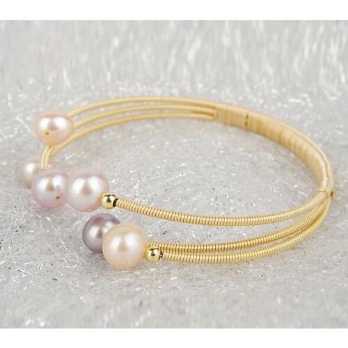 Jewelry Hand woven Winding ball 14k Gold injection round 100% Natural freshwater Pearl bracelet for women