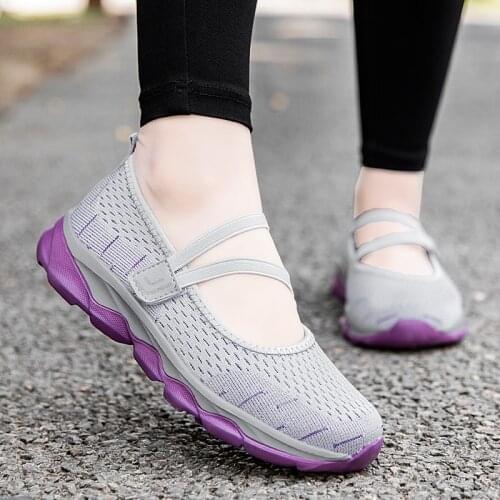 Women Tennis Shoes Breathable Mesh Slip-on Hook & Loop Female Sock Footwear Outdoor Girls Sneakers Mary Jane Loafers