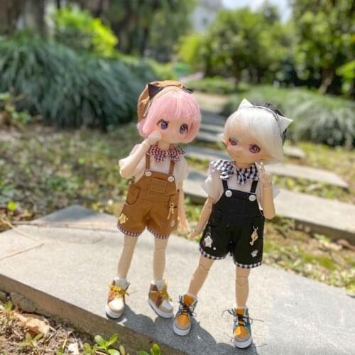 1/6BJD doll YOSD TF Uf baby clothes Meow Meow ah suspenders doll clothes doll accessories Hat + top + suspenders + socks