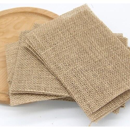 10pcs 17X12CM Jute Burlap Plain Placemats Tablemats for Dining Table, Center Table, Vintage Traditional Look, Ruffles and Frills