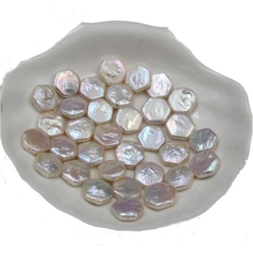12MM 10Pcs Hexagon 100% Natural Freshwater Pearl Beads Charms Jewelry Loose Bead