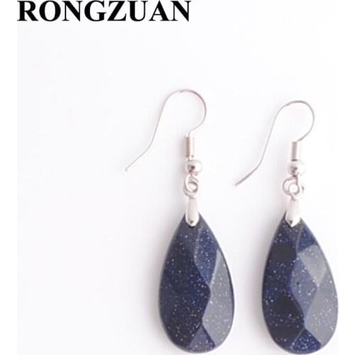 2019 New arrivals Natural Stone Drop Earrings for Women Blue Sand Multifaceted Beads Pendants Hanging Earring Jewelry TR3277