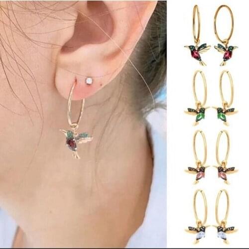 2020 Animal Birds Hoop Earrings for Women Fashion Shiny Crystal Long Tassel Earring Lady Kpop Big Name Jewelry Ear Accessories