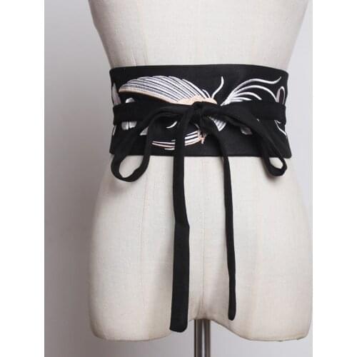 2021 chinese hanfu satin belt fashion female retro floral print bathrobe waistband wide corset cummer bunds kimono belt ribbon