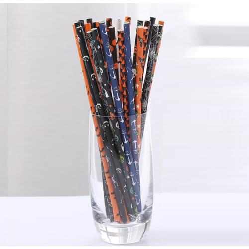25pcs Pumpkin Ghost Paper Straws Halloween Decorations for Kitchen Home Drinking Straw Halloween Props Party Supplies Gifts