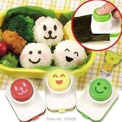 3pcs DIY Cooking Kitchen Gadgets Sushi Tools Smile Nori Accessories Onigiri Molds kawaii Sushi Tools face expression Cutter