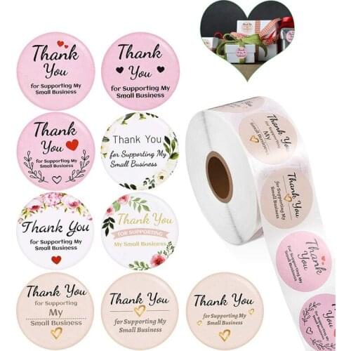 500pcs Pink Paper Label Stickers Gold Thank You Sticker Scrapbooking Wedding Gift Card Business Packaging Stationery Sticker