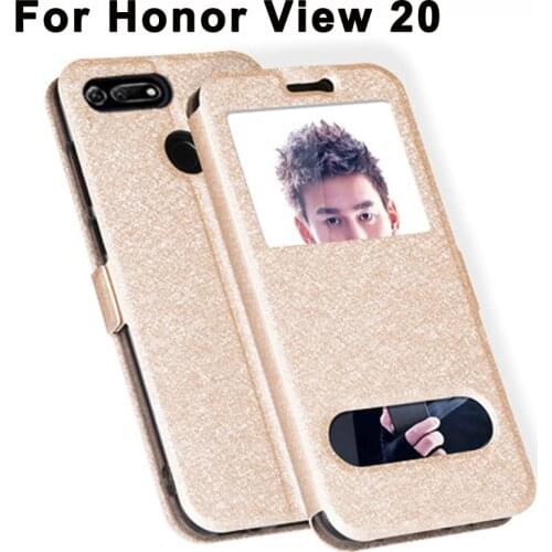 6.4" Open window capas For HUAWEI Honor View 20 Case View20 Cover Luxury PU Leather Flip Cover HonorView20 shell PCT-AL10 coque