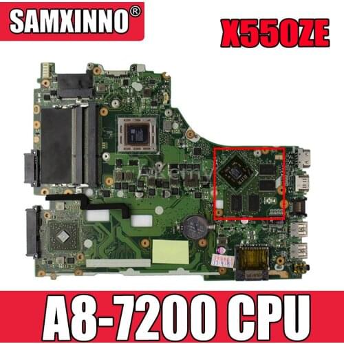 Akemy For Asus X550ZE K555Z A555Z X555Z X750/X550 Laptop motherboard A8-7200 CPU Mainboard with graphic card test good