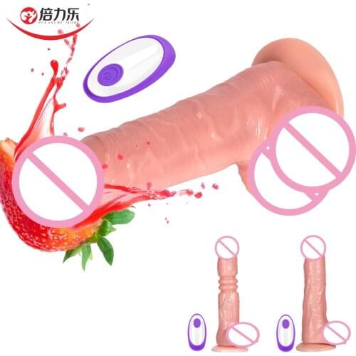 Automatic Telescopic Heating Vibrator Dildo Penis Realistic Dildo Masturbation Cock Strong Suction Cup Adult Sex Toys for Women