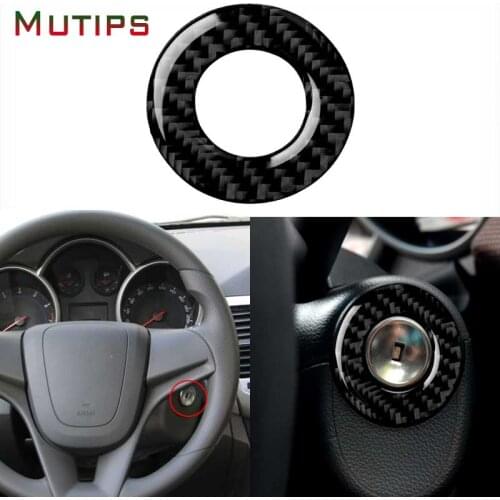 Car Ignition Key Ring Circle Sticker Start Switch Hole Frame Cover Carbon Fiber Auto Accessories For Chevrolet Cruze 2009-2015