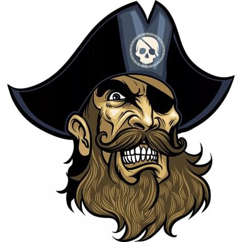 B0731# Self-adhesive Decal бородатый пират Car Sticker Waterproof Auto Decors on Bumper Rear Window Motorcycle Laptop