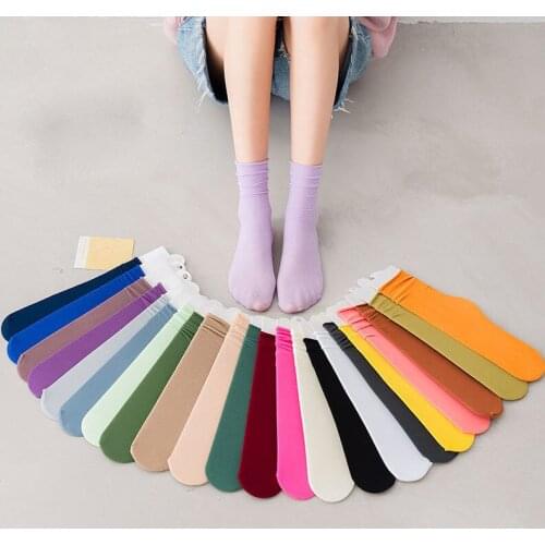 Velvet socks womens tube socks candy color ladies pile socks Korean version