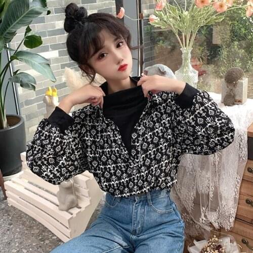 Blouse Women Shirt Autumn Loose Top Stitching Long Sleeve Women Blusas Mujer De Moda