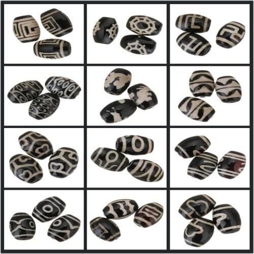 5PCs/Lot Natural Tibetan Dzi Beads Lucky Jewelry Natural Stone for Jewelry Making 13x10x10mm Natural Tibetan Dzi Beads