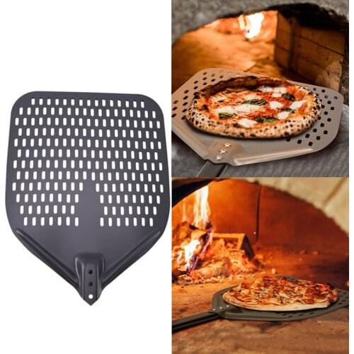 Dural Punching Pizza Shovel Connecting Pizza Shovel Thick Oven Flipping and Transferring Pizza 31.5-Inch Handle