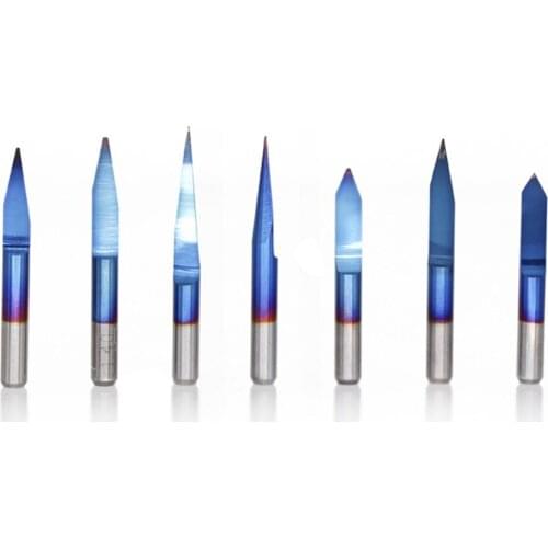 10pcs blue coating pcb 3d engraving bits 30/40 degrees carbide v shape cnc router bit milling cutter for cnc engraving