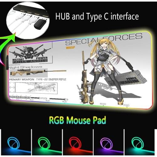 Gaming Computer Laptop Gamer Rgb Mouse Pad Anime Computer Accessories Hub with Four Usb Ports Led Backlit Mouse Pad Large Xxl