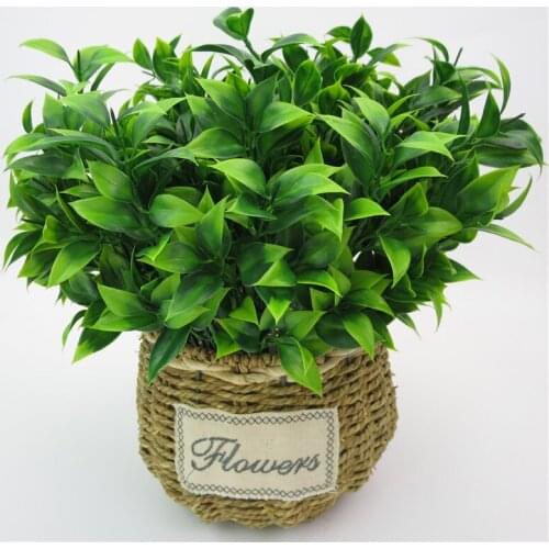 1PC 7 Branches Green Artificial Plants for Garden Bushes Fake Grass Eucalyptus Orange Leaves Faux Plant for Home Shop Decoration