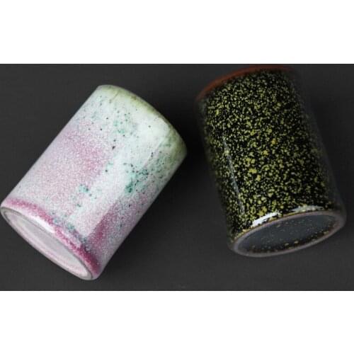 Hand-made ceramic art tea mug kiln changed tea bowl Japanese-style Vintage straight mouth tea cup retro stoneware teacup