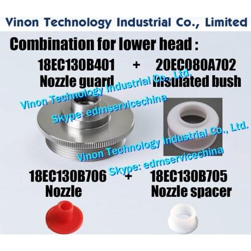 U Series Combination Set for Lower Head 18EC130B401 Nozzle Guard SUS+20EC080A702 Insulated bush+18EC130B706 Nozzle+18EC130B705