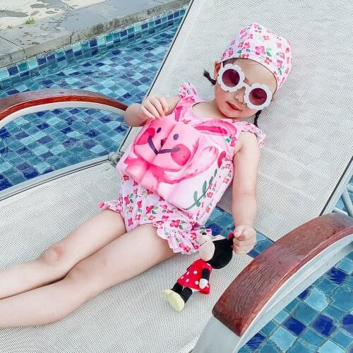 Girls' swimwear 2020 childrens buoyancy swimsuit ins explosion models Korean quick-drying fabric new buoyancy 8009