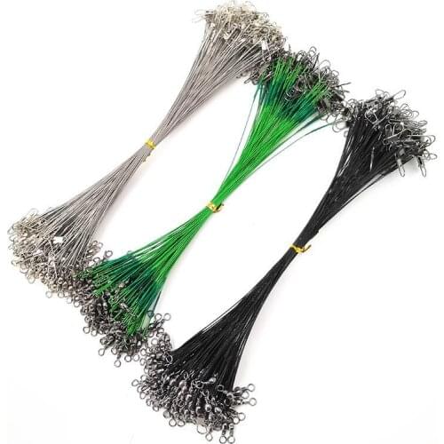 20PCS 15CM-50CM Anti Bite Fishing Lines Steel Wire Leader With Swivel Fishing Accessory Lead Core Leash Fishing Wire