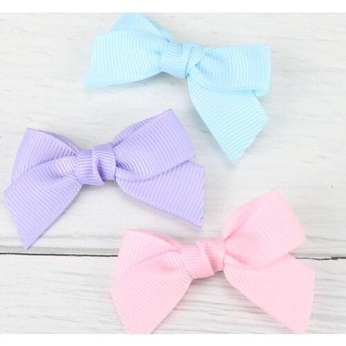 MengNa New 2.4inch Soild Kids Girls Ribbon Hair Bow Clips with Hairpins Boutique Hairclips School Girl HeadWear 120pcs/lot