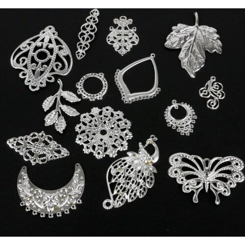 New Arrival Geometry Pierced Design Flower Leaf Filigree Metal Crafts Connector For DIY Necklace&Earring Jewelry Findings