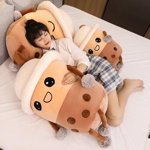 Cartoon Bubble Tea Cup Plush Toy Stuffed Food Milk Tea Soft Doll Milk Tea Cup Pillow Cushion Kids Toys Girl Baby Birthday Gift