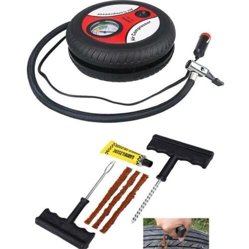 12V Portable Air Compressor Wheel 260psi Tyre Inflator Pump Car Auxiliary Tools Tire Inflation Pump With Tire Repair Tool