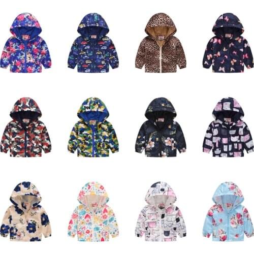 2021 New Children Summer Thin Printed Jacket Spring Long Sleeved Cartoon Thin Hooded 2-6Y Boy Girl Cute Zipper Shirt Windbreaker